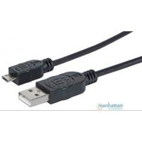 CABLE USB,MANHATTAN,307178, V2 A-MICRO B, BOLSA PVC 1.8M NEGRO CABLE USB,MANHATTAN,307178, V2 A-MICRO B, BOLSA PVC 1.8M NEGRO